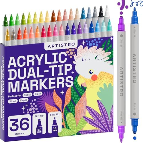ARTISTRO 36 Precision Dual-Tip Acrylic Paint Markers – Paint Pens...