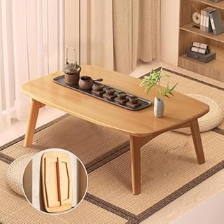 Compact Japanese Bamboo Kotatsu Coffee Table - Low Profile Living Room Table