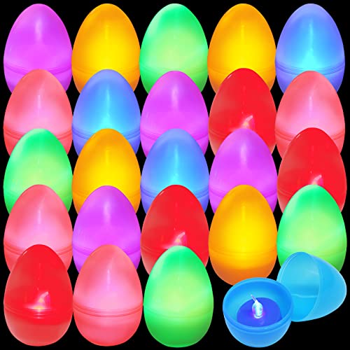 Shindel 24PCS Glow Easter Eggs, Light Up Easter Eggs Party Favors for Kids Glow in the Dark Eggs Easter Basket Stuff