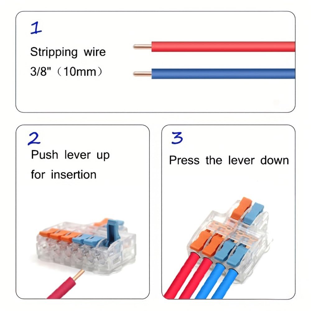 Terminale di connessione rapida 50 pezzi terminali di illuminazione elettrici a pressione, connettore giunzione universale compatto for cavi, rapido for(3 * 9)