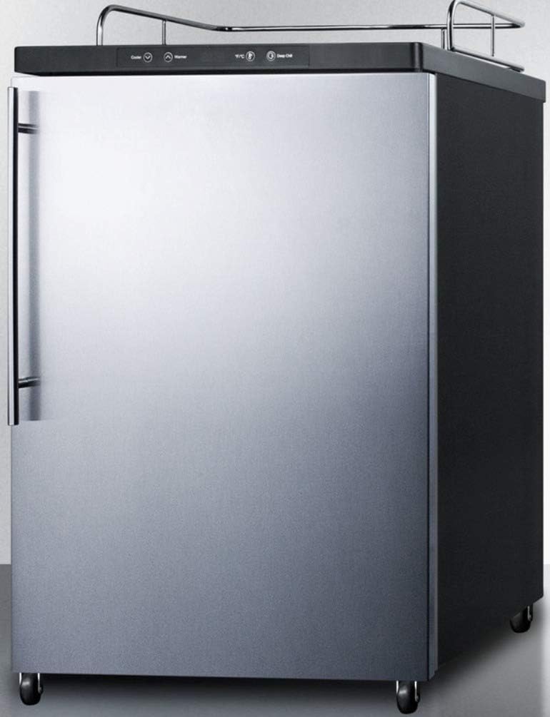 Summit Appliance SBC635M7NKSSHV Freestanding Commercially Listed Beer Dispenser with Auto Defrost, Digital Thermostat, Stainless Steel Door, Professional Thin Handle and Black Cabinet