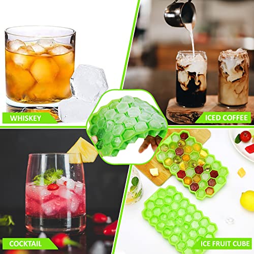 Image of Ice Cube Trays for Freezer, Silicon Ice Moulds for Whiskey & Cocktails, ice Cube Box Keep Drinks Chilled, Flexible ice Cube Maker (Honeycomb - Pack of 2)