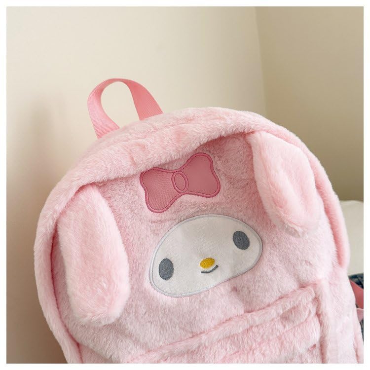 Kawaii Fuzzy Backpack Daypack, Cute Y2K Fluffy Animals Design Chic Cartoon Furry Daypack Bookbag Daily Shoulder Bag (Pink)3