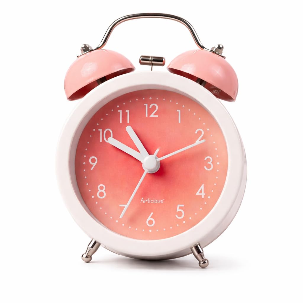 Alarm Clock, Compact Desk Table Clock for Students, Home, Office, Bedroom, Living Room,Home Decor, Corporate Use (2695_Pink)-image-42