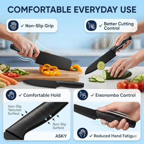 Image of 3-Piece Kitchen Knife Set, High Carbon Stainless Steel, Non-Slip Handle, with Blade Cover, for Professional Use