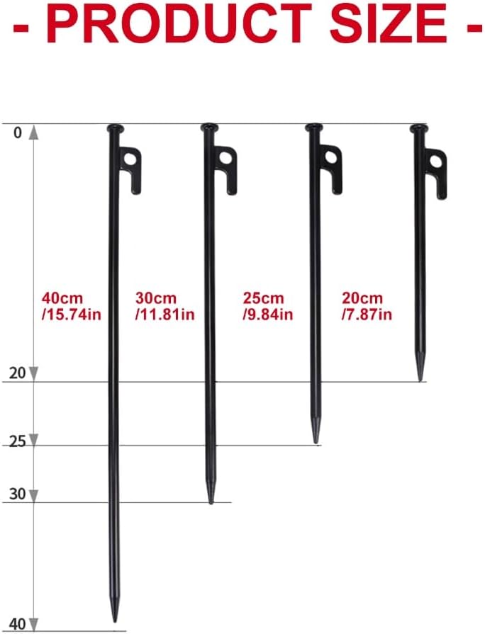 Camping Tent Ground Pegs with Tapered Tip Weatherproofed Tent Stakes for Enhancing Stability