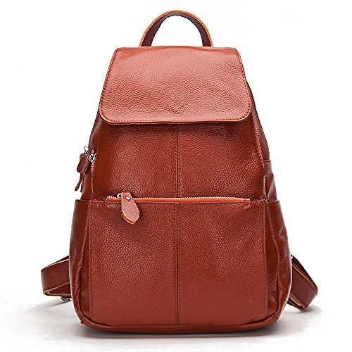 Image of zency 15 Colors Real Soft 100% Genuine Leather Women Backpack Fashion Ladies Travel Bag Preppy Style For Woman (Brown)