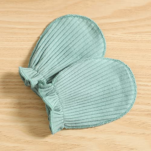 Grnshts Newborn Baby Boy Romper Coming Home Outfits Letter Print Knitted Jumpsuit+Hat+Gloves 3Pcs Clothes Set (Light Green, Newborn) #TOP6