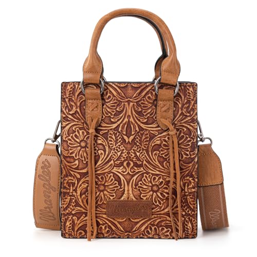 Wrangler Embossed Crossbody Purse for Women Top Handle Fringe Handbags and Western Mini Tote3