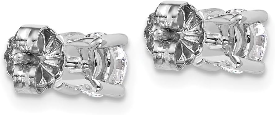 18k Yellow Or White Gold Or Platinum Or Sterling Silver Lab Grown Diamond VS+ F+ Round Complete Four Prong Stud Earrings - Image 3