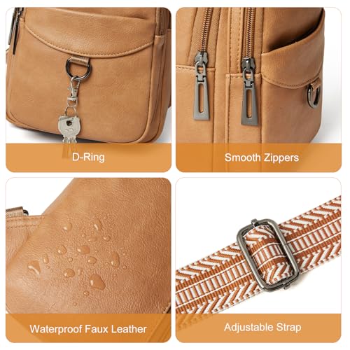 Image of LATMAP 7L Sling Bag for Women Men Crossbody Belt Bag Small Travel Sling Backpack Anti Theft Chest Daypack Purse Faux Leather