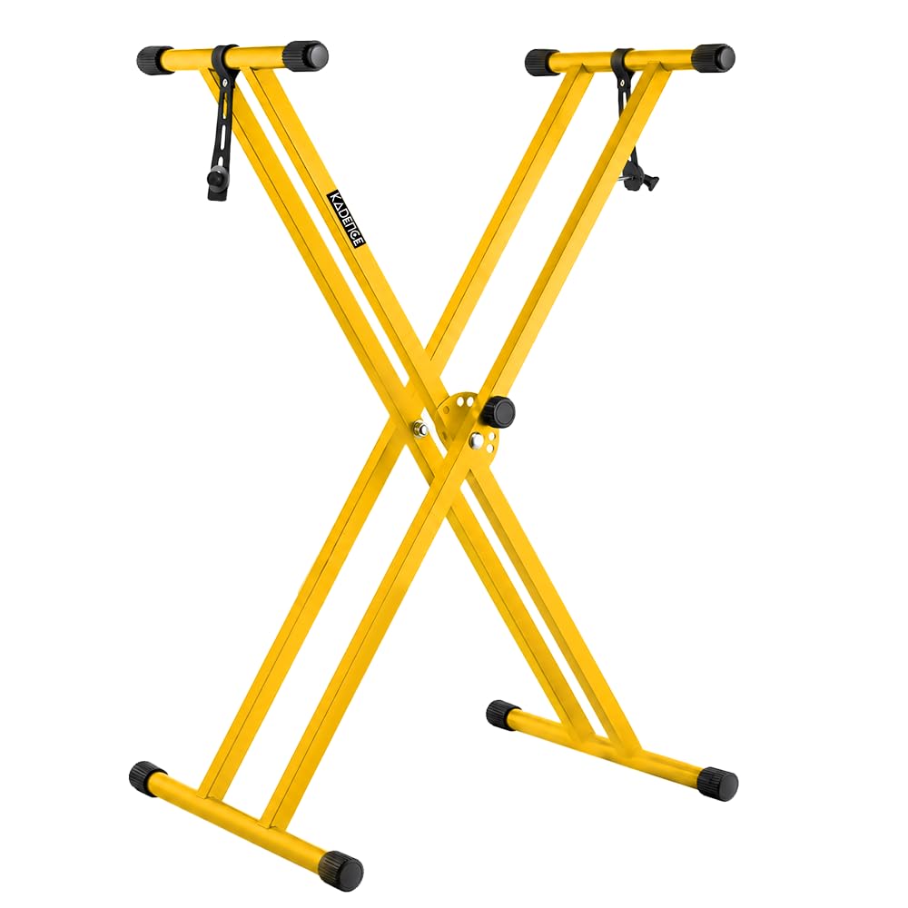 Kadence NK13YL Touring Series 3kg Double-X Keyboard Stand | Heavy-Duty Frame & Secure Locking Clutch | Dual-Braced X Design | Ideal for Stage Performance | Matte Yellow Finish