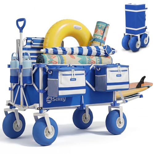 Sekey Heavy Duty Beach Wagon with 9" Big Sand-Proof Wheels,