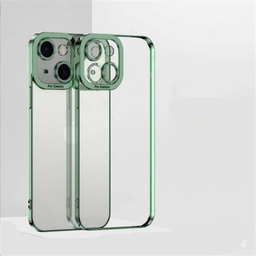 Coque TPU transparent pour iPhone 12 Pro avec protection camera antichoc vert - 2