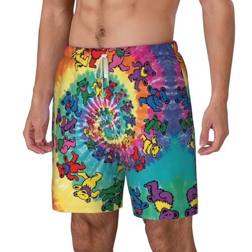 Dancing Thanksgiving Bear Breathable Fit Trends Men's Swim Trunks Board Short with Waist Elastic Band Swimming Trunks2