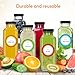 STARSIDE 12 oz Glass Juice Bottles with Lids 6 Pack - Square Reusable Drinking Jars for Juicing, Milk, Kombucha - Includes 1 Bottle Brush, 6 Colored Labels