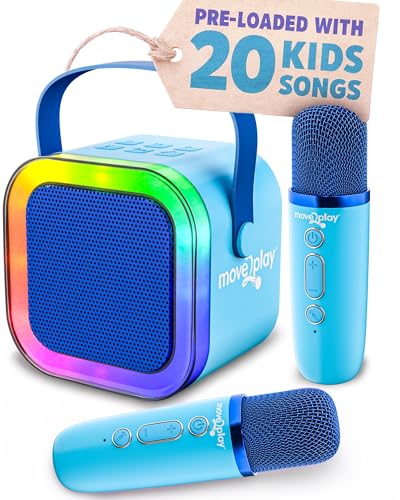 Move2Play, Máquina de karaoke para crianças, inclui mais de 20 músicas para crianças, 2 microfones, ligação com Bluetooth, presente de 3, 4, 5, 6, 7 anos ou mais, brinquedo para meninas, meninos e