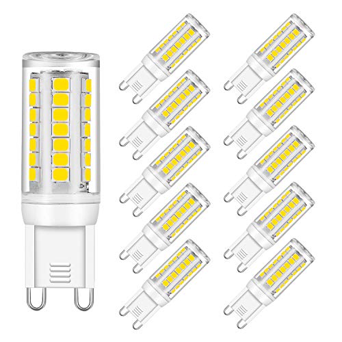 G9 LED Bulb Dimmable, 4W, Daylight White 5000K, 40W Halogen Bulbs Replacement, UL Listed, 380LM, AC 120V CRI 82, G9 Base (10 Pack) by Eco.Luma