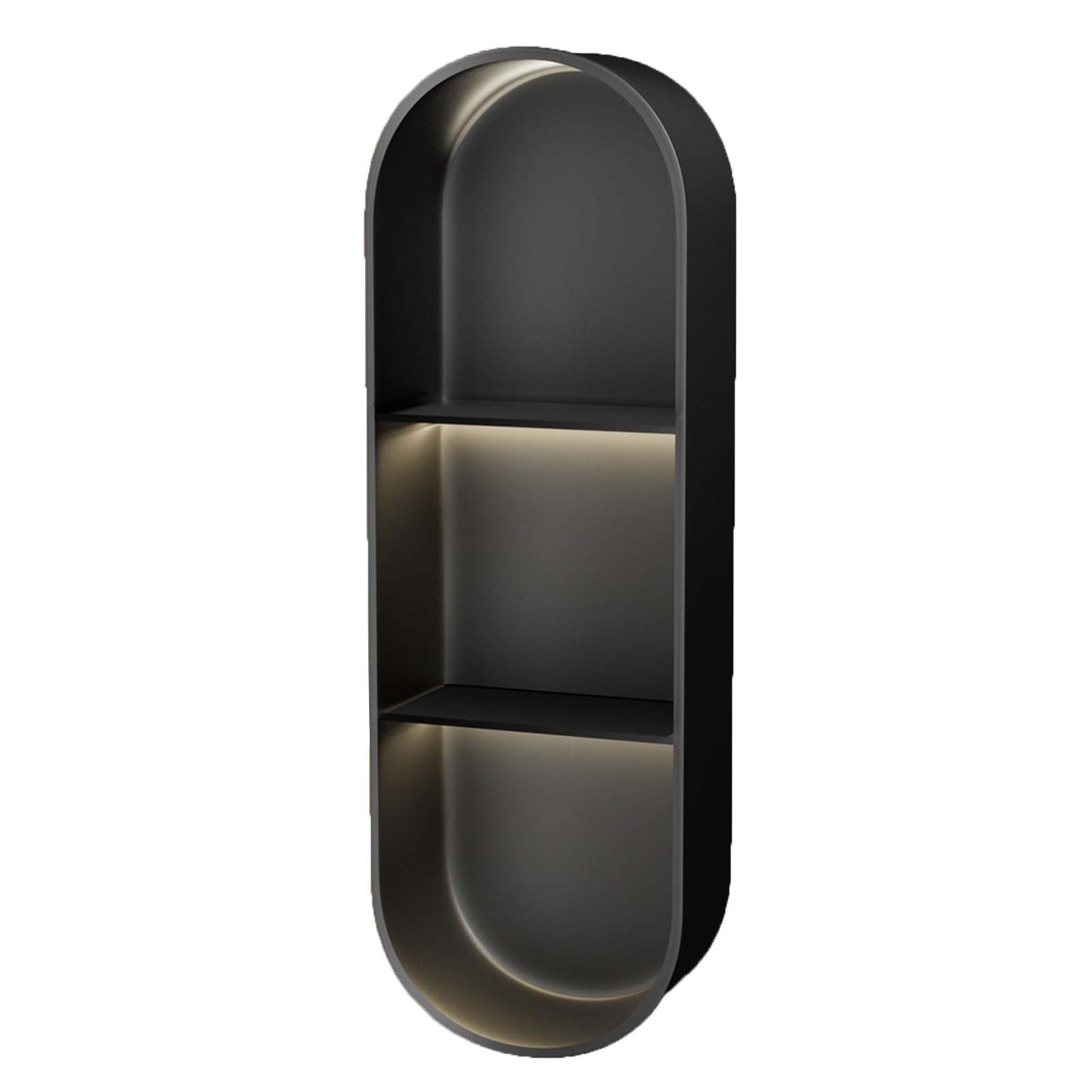 Niche murale noire 100x35x15 cm avec étagère de douche encastrée LED