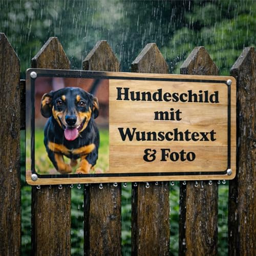 INDIGOS UG - Hundeschild - Aufkleber - Hund - mit Wunschtext und Foto - Spruch - Design Deko Geschenkidee individuell personalisiert - Sticker selbst gestalten