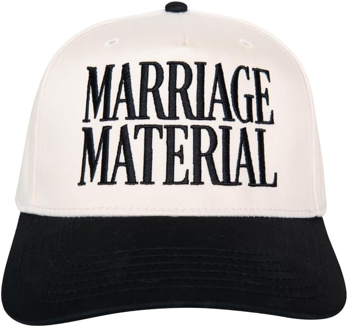 KATYDID Marriage Material Vintage Hat - Two-Toned Trucker Hat - Embroidered Vintage Baseball Cap for Women - Snapback