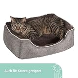 Kerbl Pet Kuschelbett Samuel, Hundebett, Katzenbett, grau, dunkelgrau, 60x50x17cm, Polyester, Hunde, herausnehmbares Wendekissen, waschbar bei 30°C