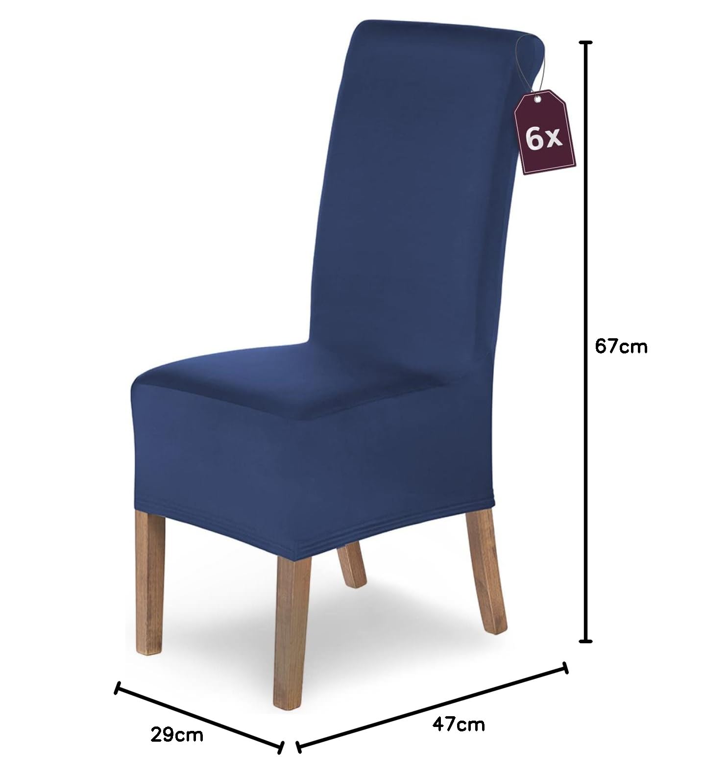 SCHEFFLER-Home Fundas Sillas de Comedor Elásticas Lena – Set de 6 Elegantes Fundas Sillas Ajustables – Fundas para Sillas con Banda Elástica, Azúl