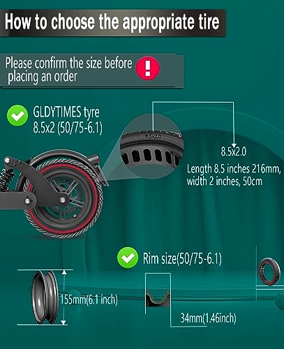 GLDYTIMES 8.5 x 2.0 Inches Electric Scooter Tyre 50/75-6.1 Solid Tyre Fit for Gotrax Gxl V2/XR Apex Xl~Hiboy S2 Max Pro~Hover 1~AOVOPRO ES80~Xiaomi - Image 3