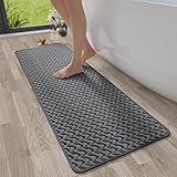 YDKGL Bathroom Runner Rug Non Slip, Super Absorbent Quick Dry Long Bath Mat, Foam Weave Texture Rubber Backing Ultra Thin Bathroom Mats Fit Under Door Bathroom Floor Bathtub Shower, 16'x 47'