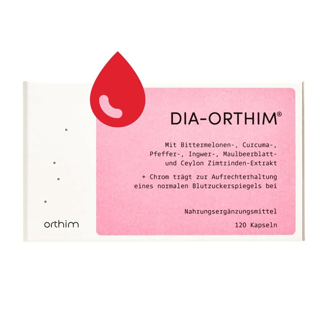 DIA-ORTHIM - 120 Kapseln - Aufrechterhaltung eines normalen Blutzuckerspiegels - Mit Bittermelone, Curcuma, Ingwer - Laborgeprüft, vegan, laktosefrei + in Deutschland produziert | Mit Bittermelone, Curcuma, Ingwer, Laborgeprüft, Vegan, Laktosefrei, In Deu