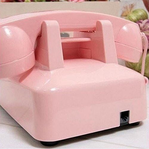 Miniatura 4 de 1960's Style Pink Retro Old Fashioned Rotary Dial Home Teléfono con anillo de metal