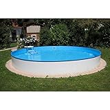 Planet Pool Stahlwandpool rund Exklusiv 350x150 cm, Stahl 0,8 mm weiß, Folie 0,6 mm blau,...