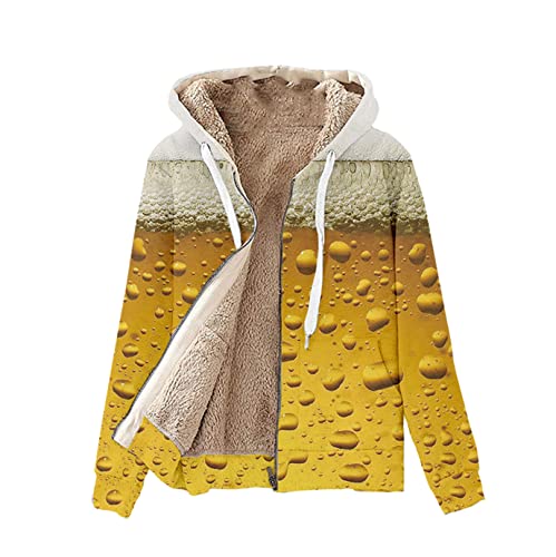 Sweat à capuche zippé homme bière 3D veste hiver polaire harajuku outwear XL
