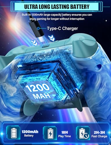 Image of RJAD Switch Controllers Wireless for Nintendo Switch /Lite /OLED /Switch 2, 1200mAh Pro Controller, 10 Colors LED Switch Light up Gamepad, Switch Turbo Remote with Turbo /Gyro /Vibration /Motion Control