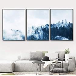 Paredes Modulares Impresiones modulares Imágenes Bosque Paisaje de montaña Pinturas decorativas para el hogar Restaurante Lienzo moderno Cartel Arte de la pared 50x70cm Sin marco
