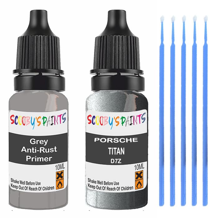 SCOOBYS PAINTS BACK IN THE MIX Touch Up Paint For Porsche Titan D7Z Scratch Stone Chip Repair With Grey Primer