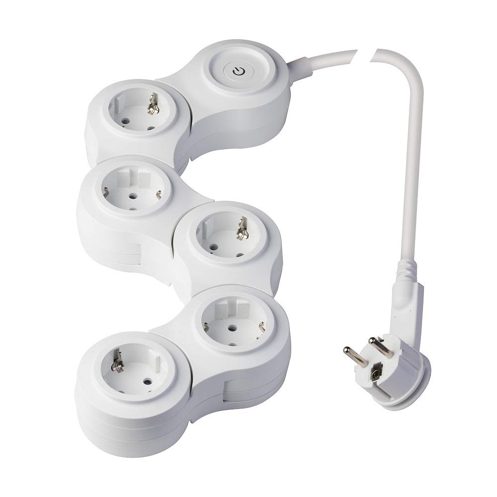 POLY POOL - PP2622X Câble De Rallonge électrique 250v Blanc Extensible De 3 Mètres, Avec Fiche 16A Gain De Place Et Prise Schuko 10A/16A 2P T Pluristandard (Italien Et Allemand