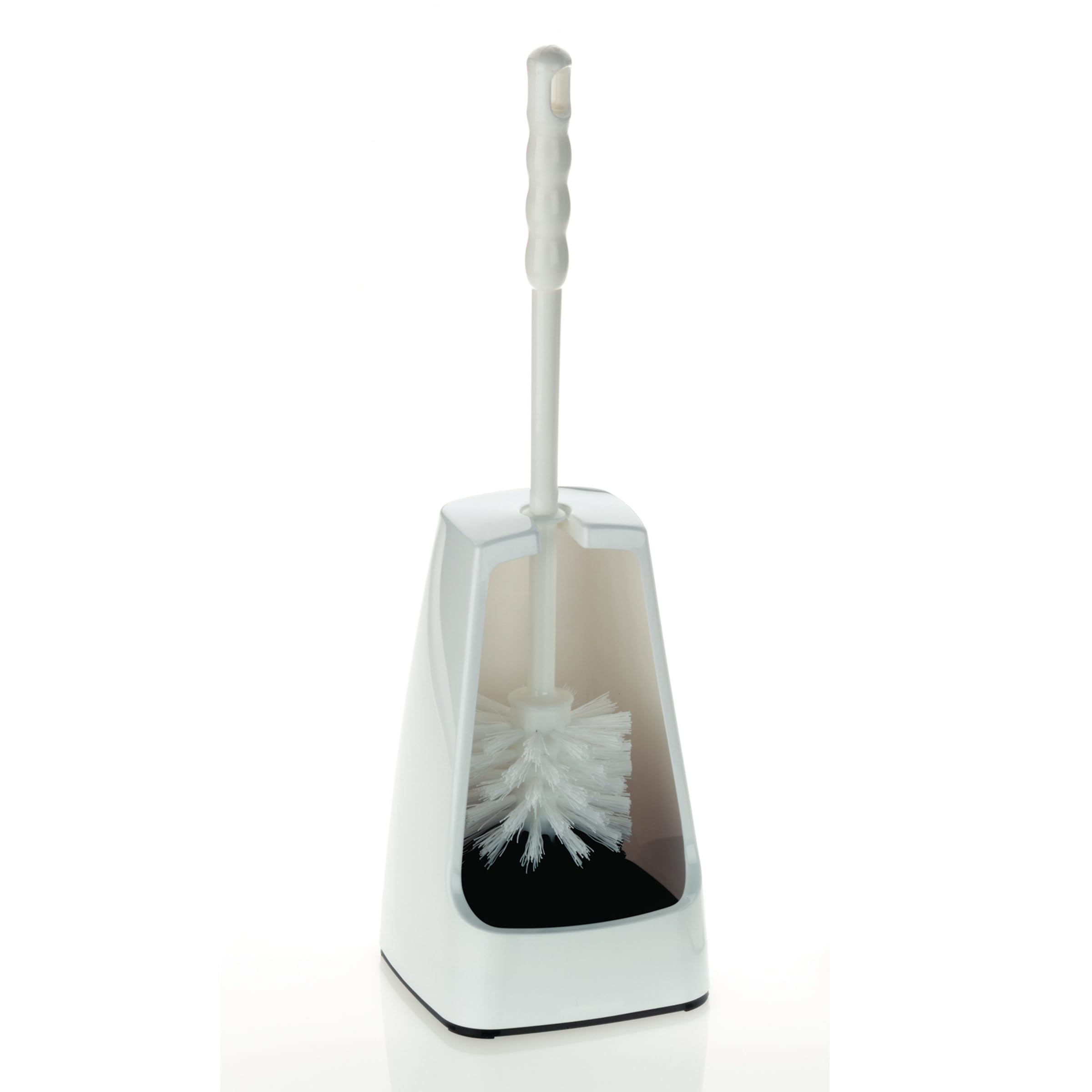 Kela toilet brush with container half-open, 38 cm, toilet brush, toilet brush set LEVIN, white