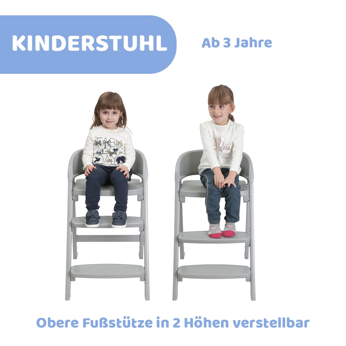 Chicco Crescendo Lite Entwicklungshochstuhl für Kinder von 6 Monaten bis 110 kg, 3 Konfigurationen, umbaubar in einen Kinder- und Erwachsenenstuhl, verstellbare Fußstütze, kompakter Verschluss