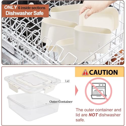 Image of Multi Compartment Storage Container Airtight Acrylic Organizer Box with Lid & Handle, Transparent Section Jar for Dry Fruits Snacks Masala Kitchen Storage (6 grid)
