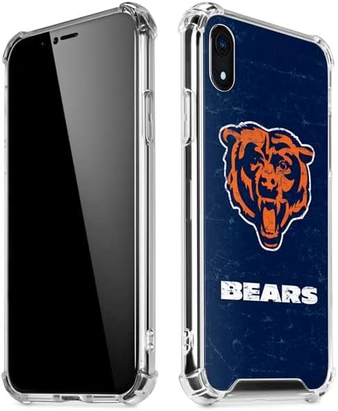 Skinit Clear Phone Case Compatible with iPhone XR - Officially Licensed NFL Chicago Bears - Alternate Distressed Design