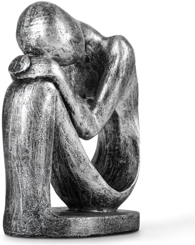 Resin Thinker Statue Abstract Art Sculpture - Modern Figurine for...