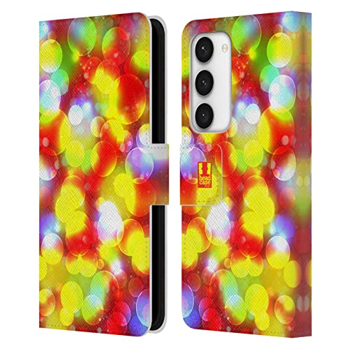 Cadeau de Noël étui Galaxy S23 5G design Illuminations de Noël Bokeh en cuir chic