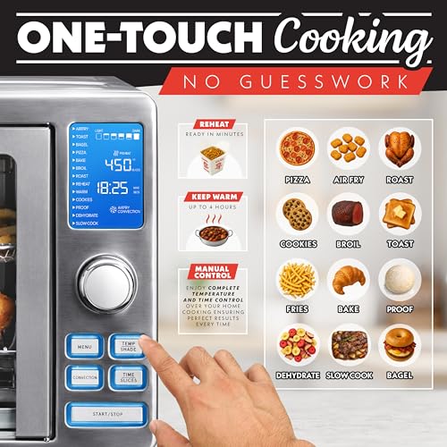 Gourmia Air Fryer French Door Toaster Oven - 6-Slice Capacity, LED Display with 14 Cooking Presets, Stainless Steel - Image 4