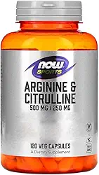 Arginina 500mg e Citrulina 250mg Now Foods 120Cáps Importado