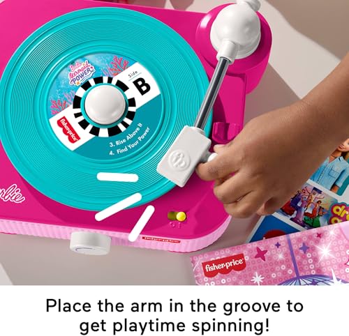 Image of Fisher-Price Musical Toy Barbie Record Player with 5 Records & Display Rack for Preschool Pretend Play Kids Ages 3+ Years