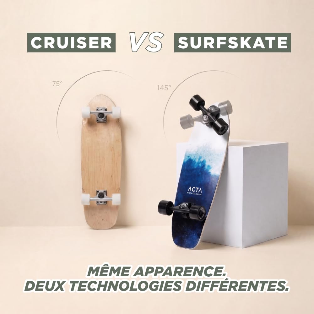 ACTA Surfskate 31" | Surf-Skate 7 Plis - Trucks Curve | Idéal pour Pumptrack, Cruising et Carver - pour débutants & intermédiaires