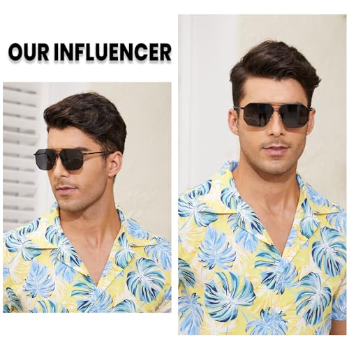Image of DUCO Polarized Sunglasses Men Women Retro Classic Square Sun Glasses Oversized Vintage Metal Frame Trendy Shades DC3033