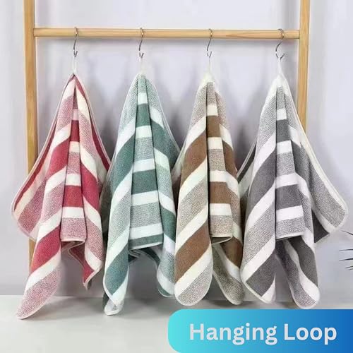 Image of MAXOSHINE Hand Towel Set of 4-Super Soft Quick Dry Microfiber Face Towel for Women Men-Hanging Loop Napkins for Wash Basin Gym Sports Travel-40 x 60 cm (Green /Grey, Set of 2)