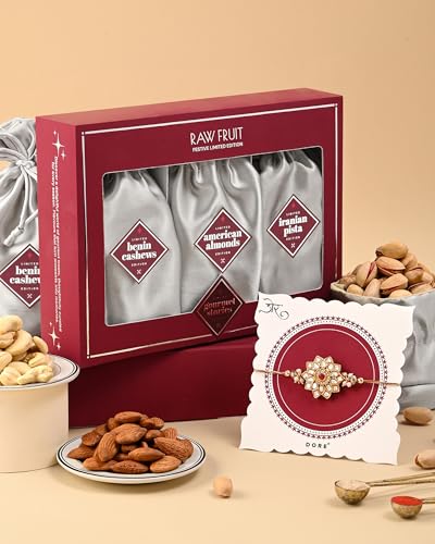 Image of Hyperfoods Rakhi For Brother Gift For Brother 300 Grams DryFruit Potli Gift Pack Rakhi Gift For Brother DryFruit Gift Pack Whispering Petals Rakhi